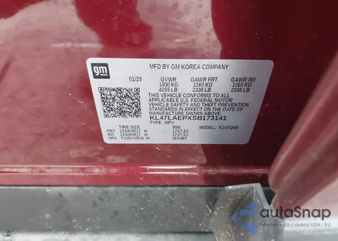 2025 Buick Envista Preferred Fwd из США, поврежденный, VIN KL47LAEPXSB173141